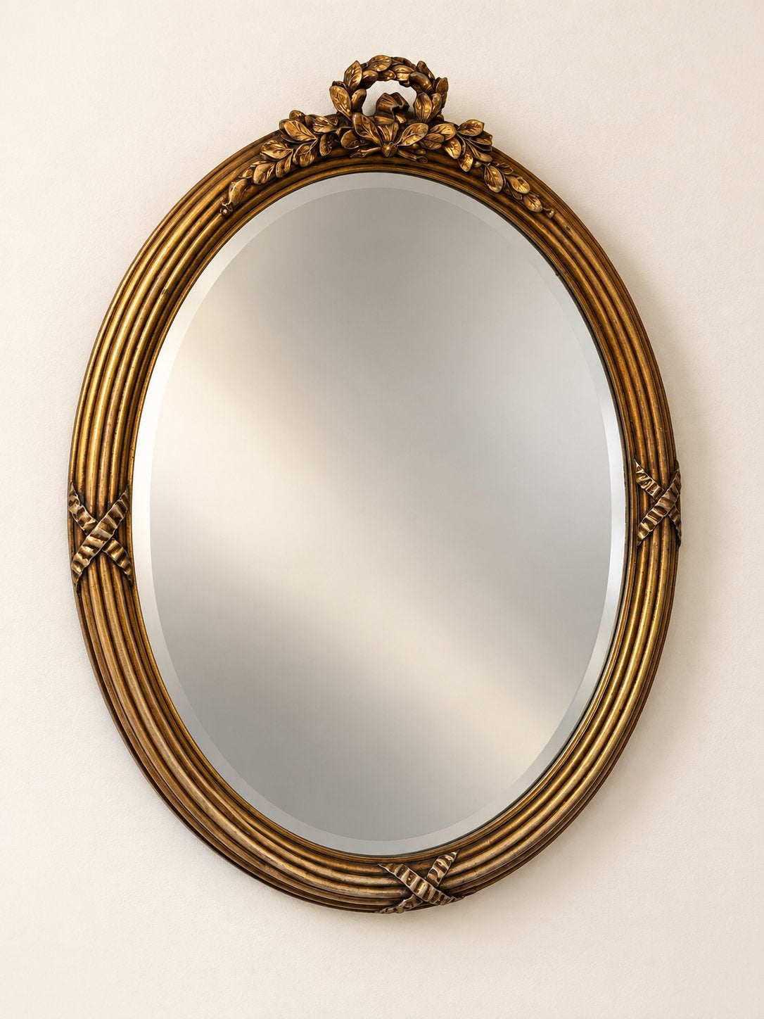 Ovale Louis XVI spiegel met gouden lijst - 55x40cm, Ophalen, Ovaal, Minder dan 50 cm, Minder dan 100 cm