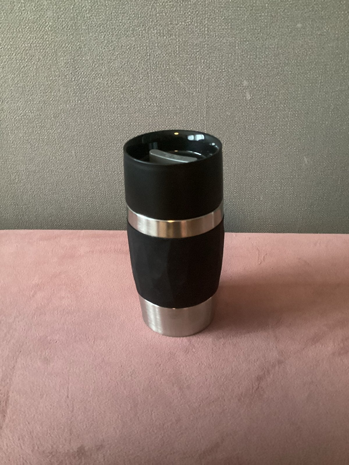 Tefal Travel Mug - Zwart/RVS - Zo goed als nieuw auto strand, Overige typen, Ophalen of Verzenden, Zo goed als nieuw, Zwart