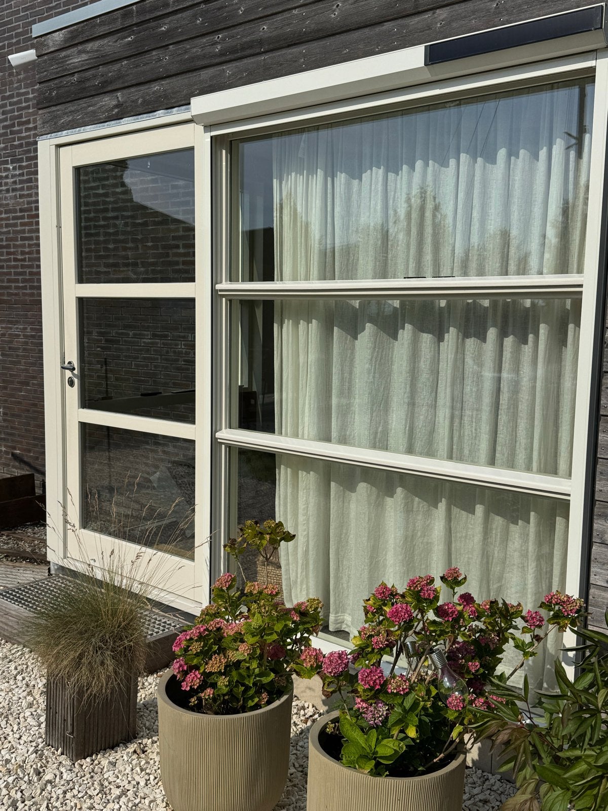 Gevelpartij met HR++ dubbelglas raam en deur, Doe-het-zelf en Verbouw, Glas en Ramen, Ophalen, Gevelraam of Ruit, Gebruikt, 160 cm of meer