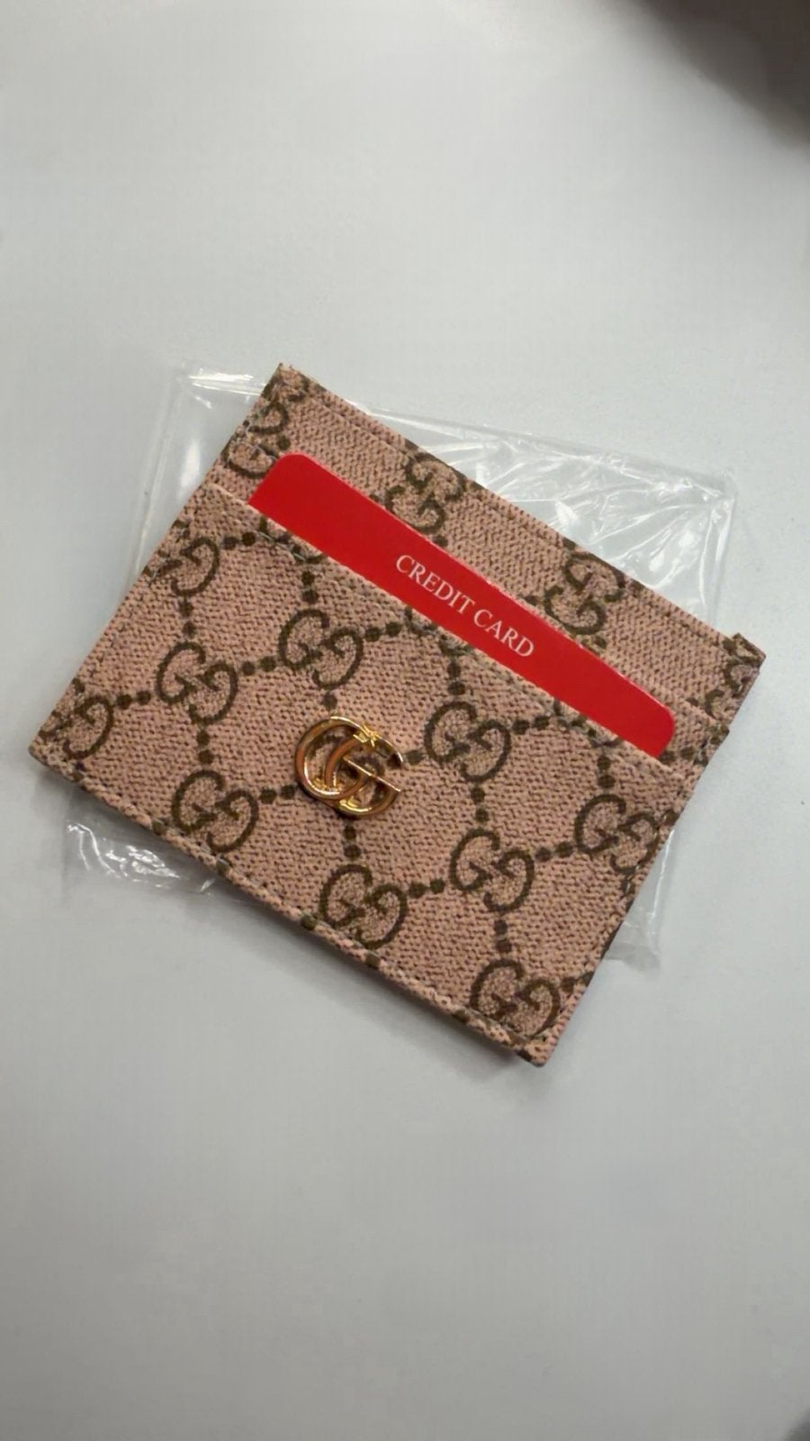 Gucci stijl pasjeshouder - Roze met GG-logo, Sieraden, Tassen en Uiterlijk, Ophalen of Verzenden, Nieuw, Roze, Overige merken