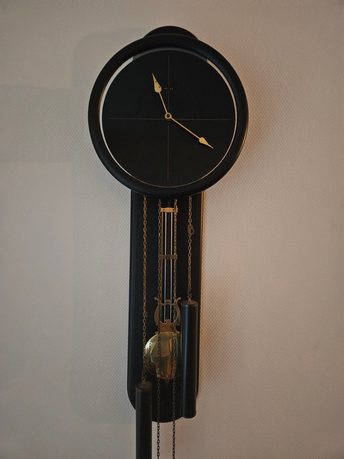 Vintage Wandklok met Gewichten - Zwart & Goud, Ophalen