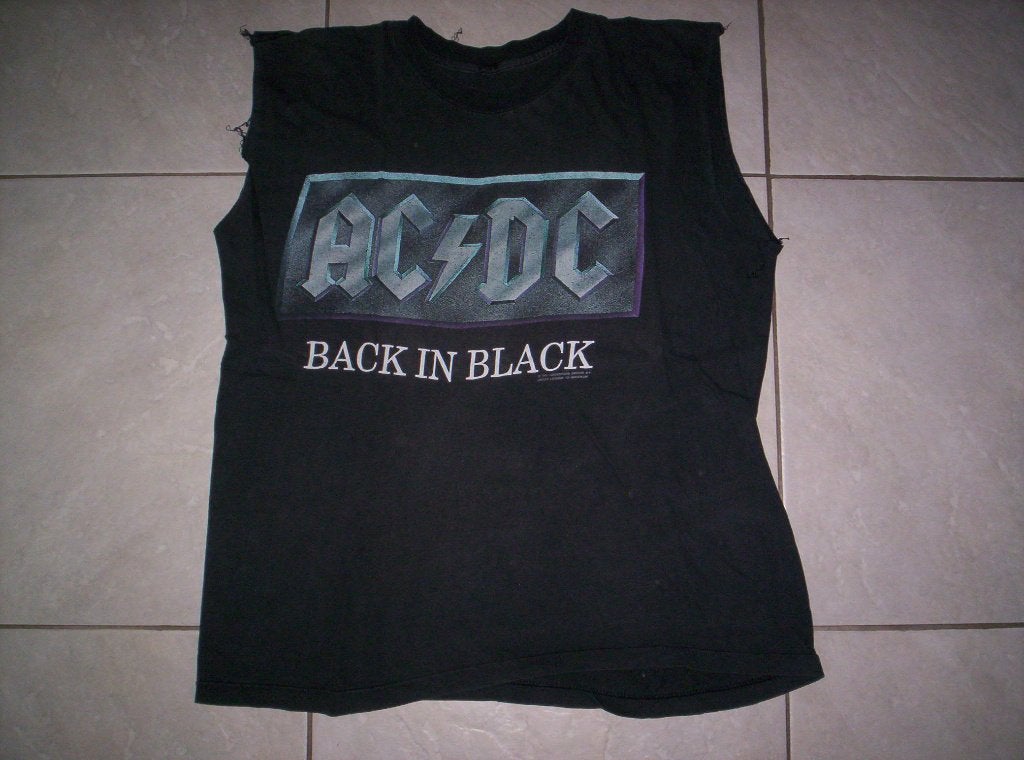 AC/DC - back in black - World tour 1990 shirt, Ophalen of Verzenden, Gedragen, Maat 52/54 (L), Zwart