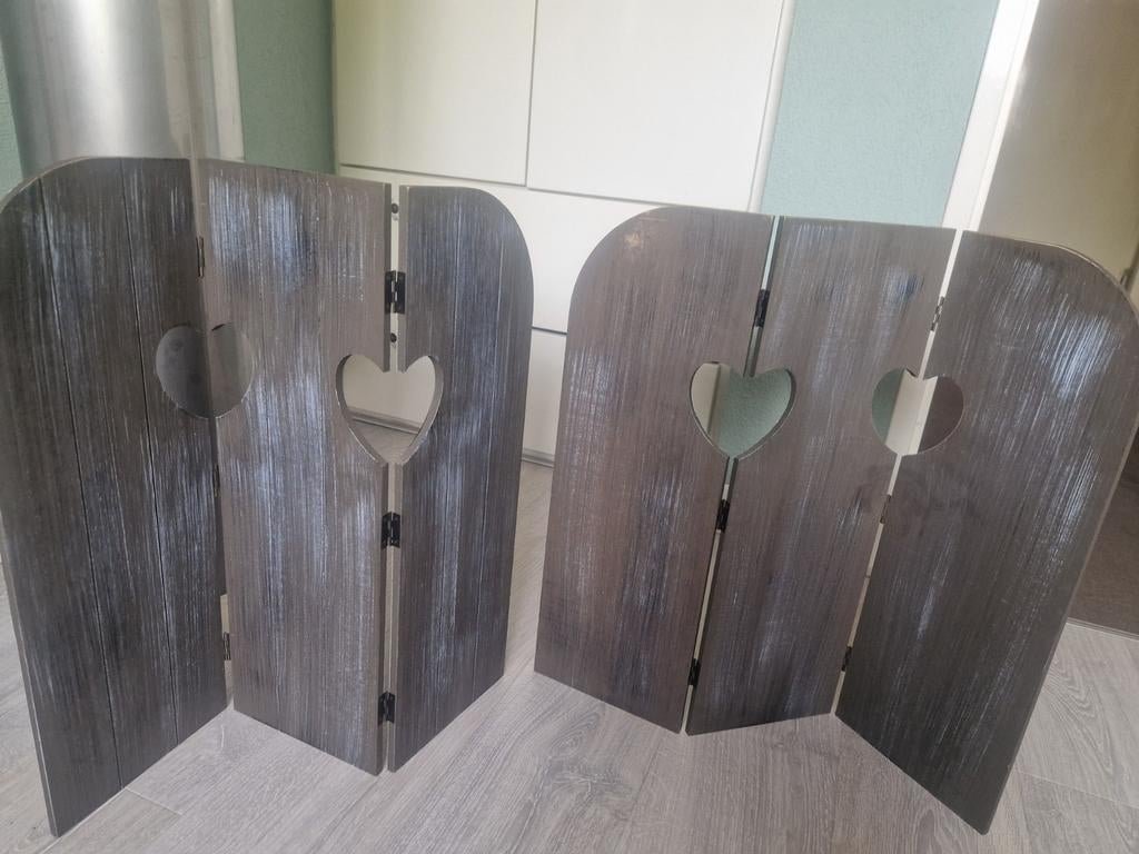 2 stuks Raamschermen met hartjesuitsparing, Huis en Inrichting, Woonaccessoires | Kamerschermen, Ophalen, Gebruikt