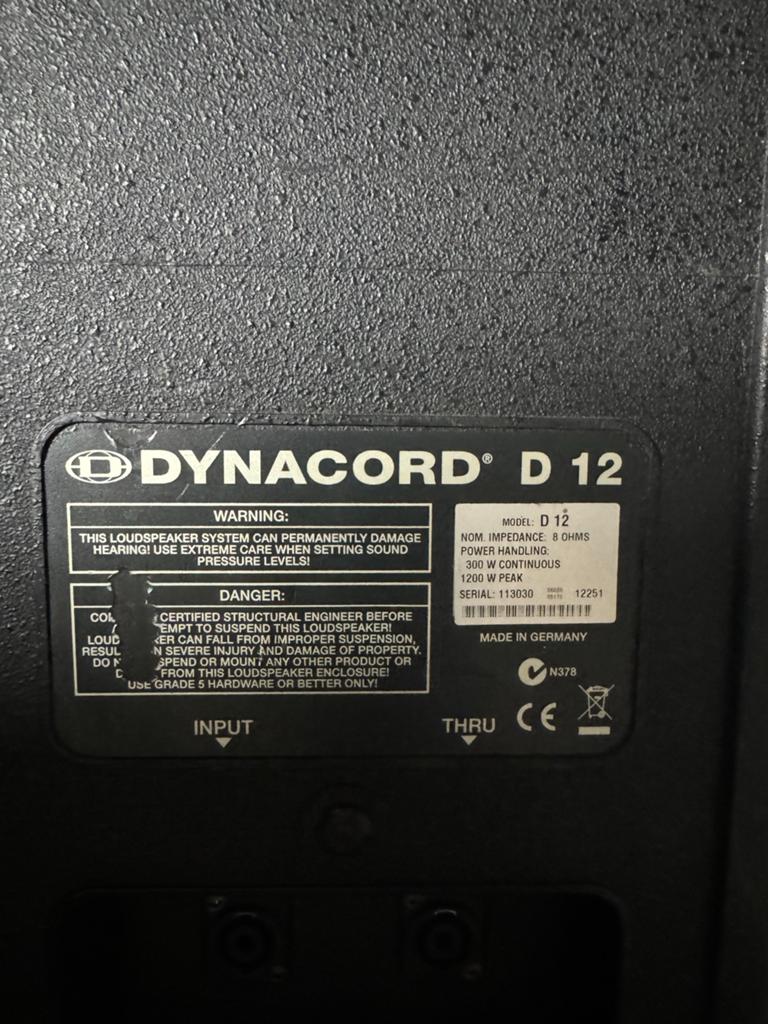 Dynacord D 12 Passieve Luidsprekers (2 stuks), Ophalen, Gebruikt