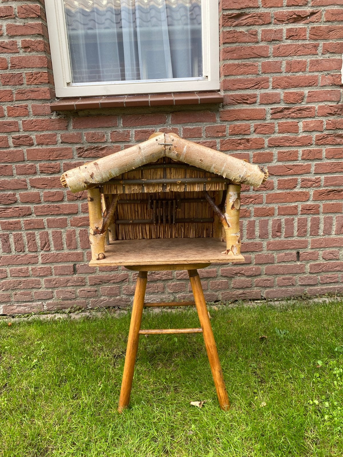 Handgemaakte kerststal van berkenhout, Diversen, Ophalen, Gebruikt