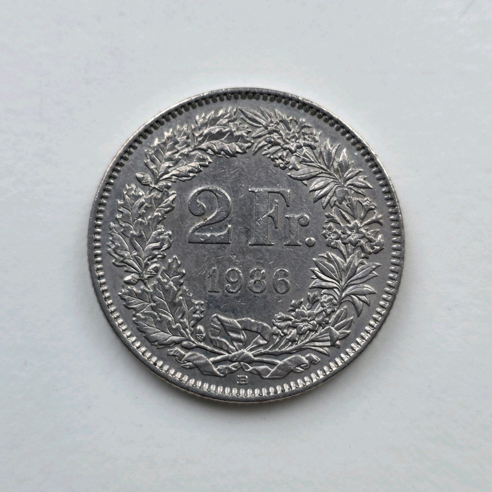 Zwitserse 2 Franken munt uit 1986, Ophalen of Verzenden, Gestempeld