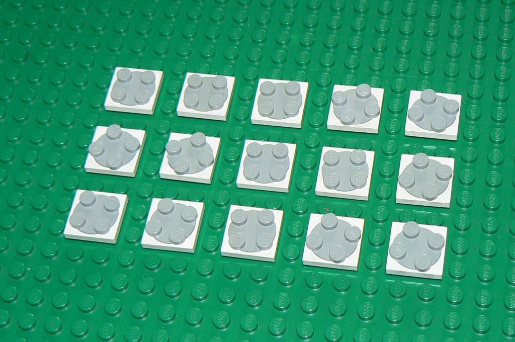 L1546 Draaischijf 2x2 wit / old grey 15 st., Ophalen of Verzenden, Zo goed als nieuw, Losse stenen, Lego
