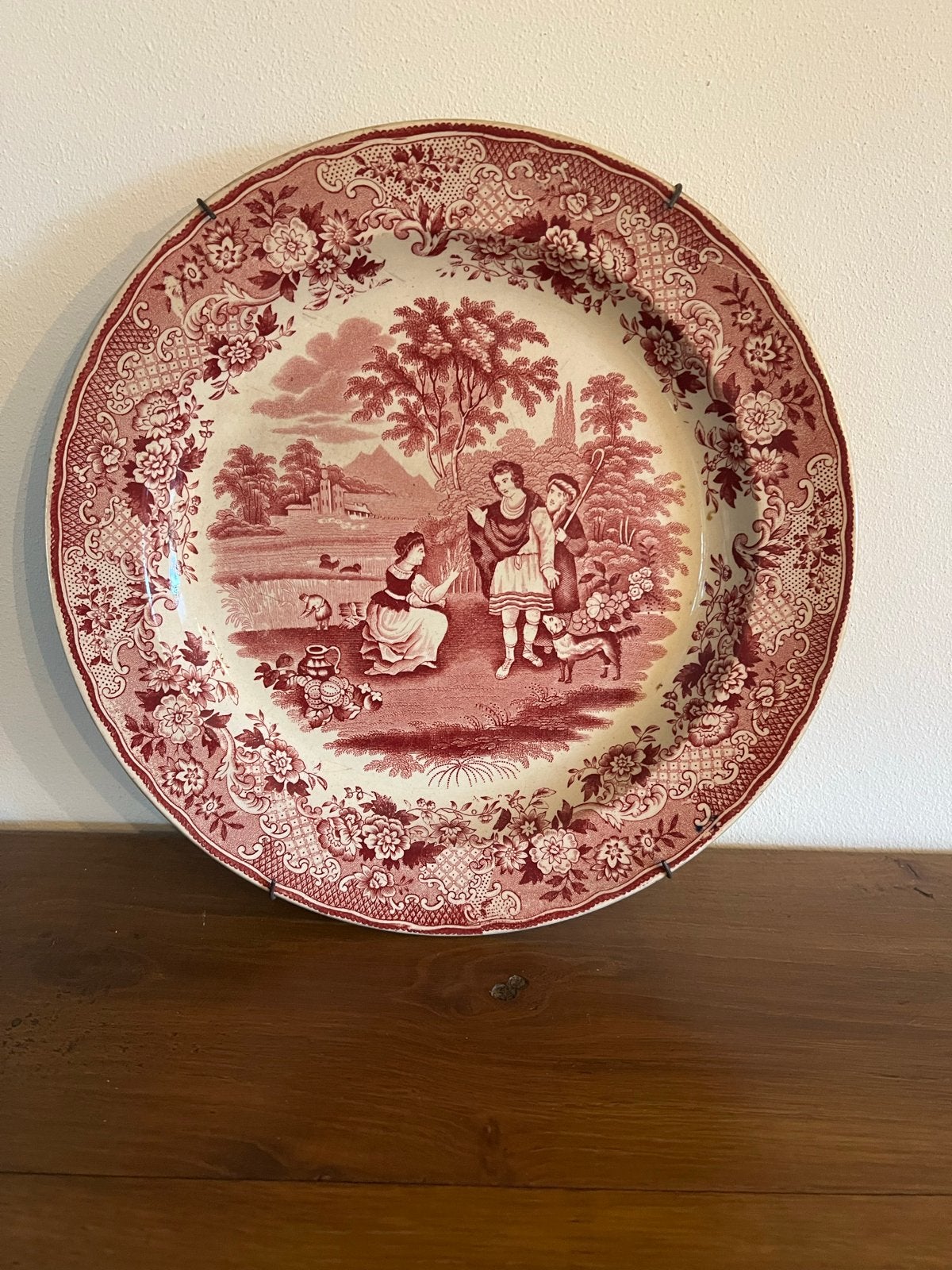 Antiek Ruth & Boaz sierbord, rood-wit decor, Antiek en Kunst, Ophalen