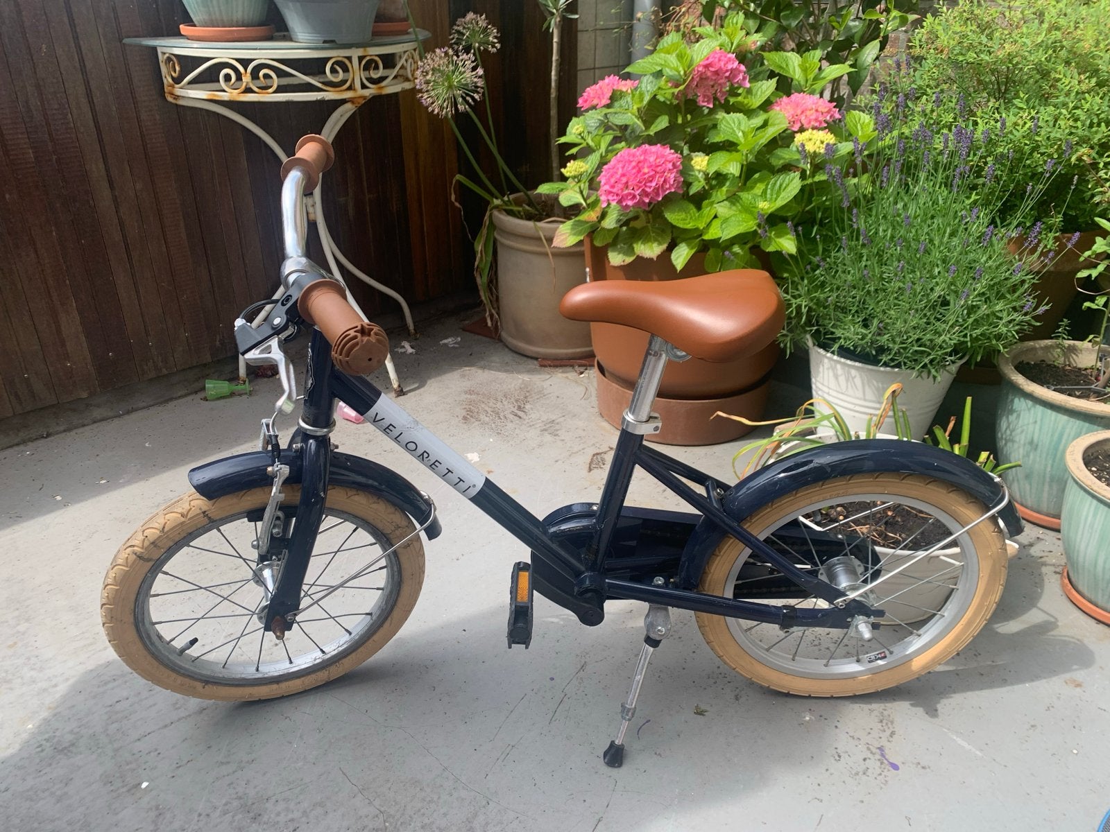 Veloretti Kinderfiets 16 inch - Donkerblauw, Ophalen, Gebruikt, Velgrem, 16 tot 20 inch