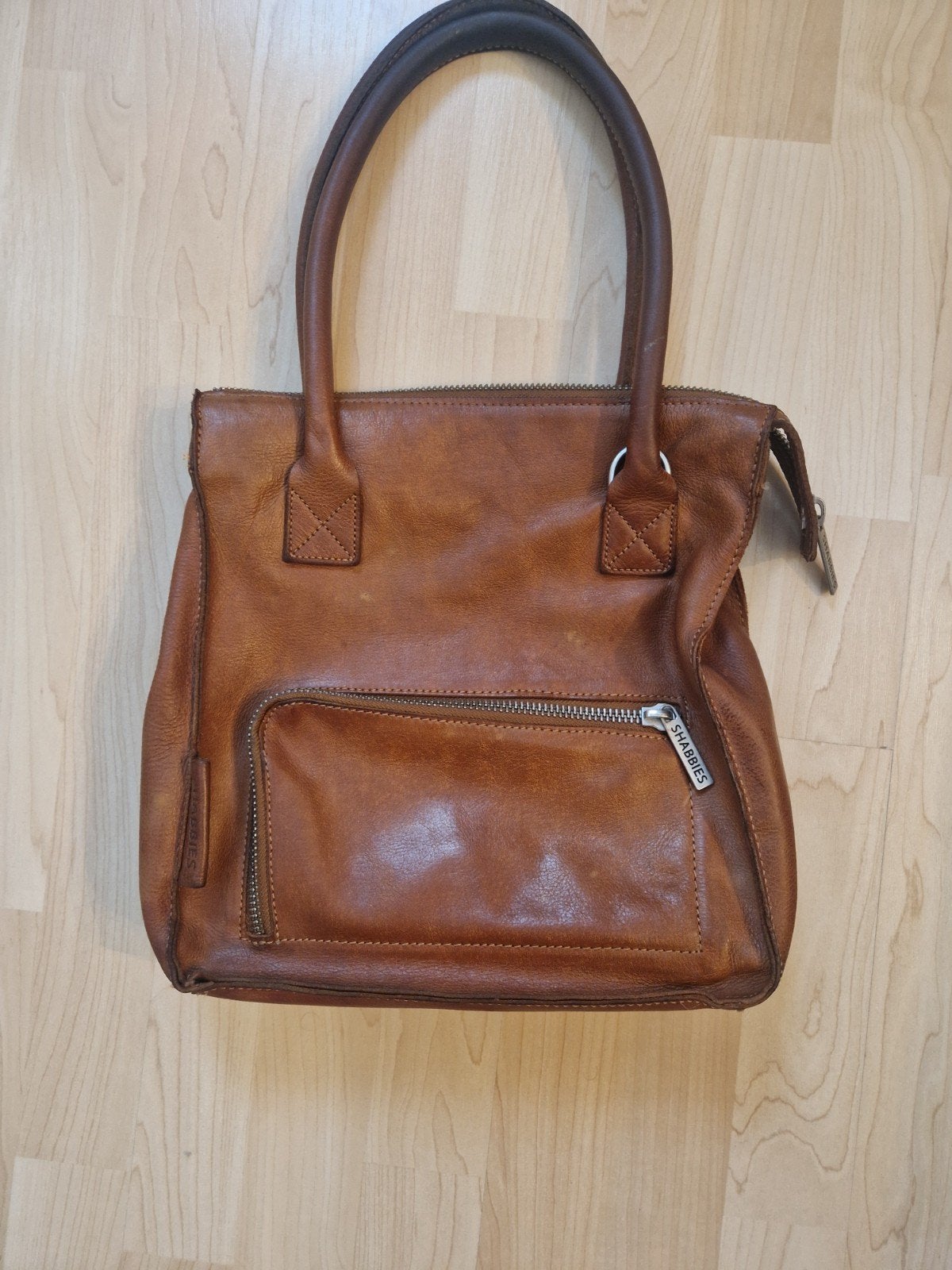 Shabbies leren handtas - Bruin, Ophalen of Verzenden, Zo goed als nieuw, Bruin, Handtas
