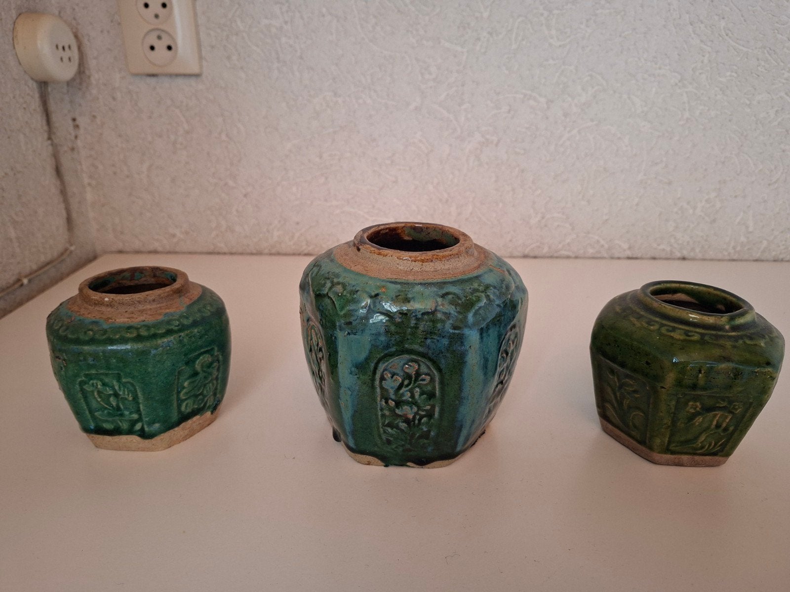 Set van 3 antieke Chinese gemberpotten, Ophalen of Verzenden