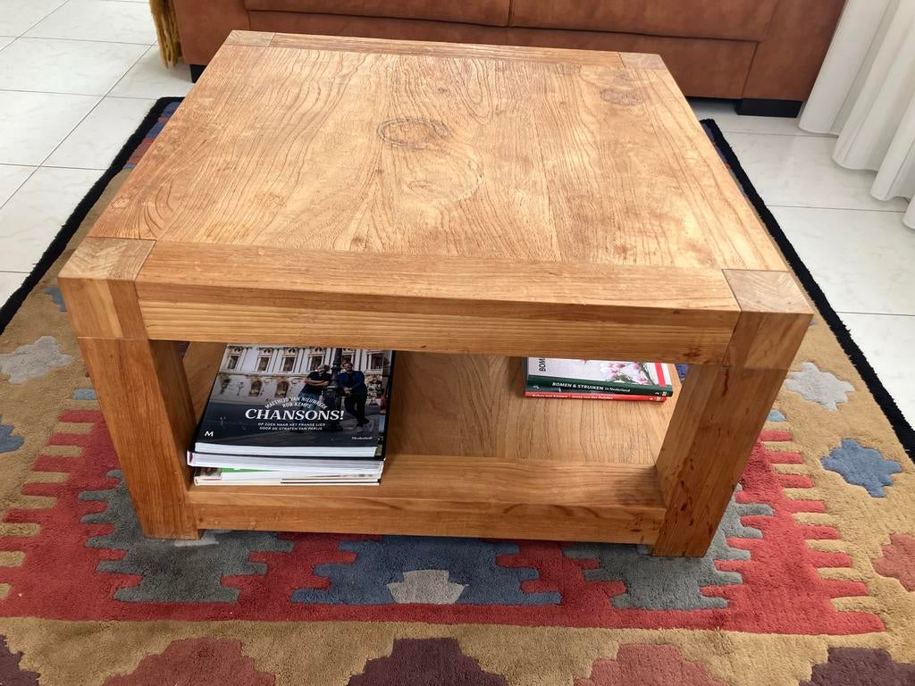 Salontafel grenen gezandstraald 80x80x45 cm, Ophalen, Gebruikt, Vierkant, 50 tot 100 cm