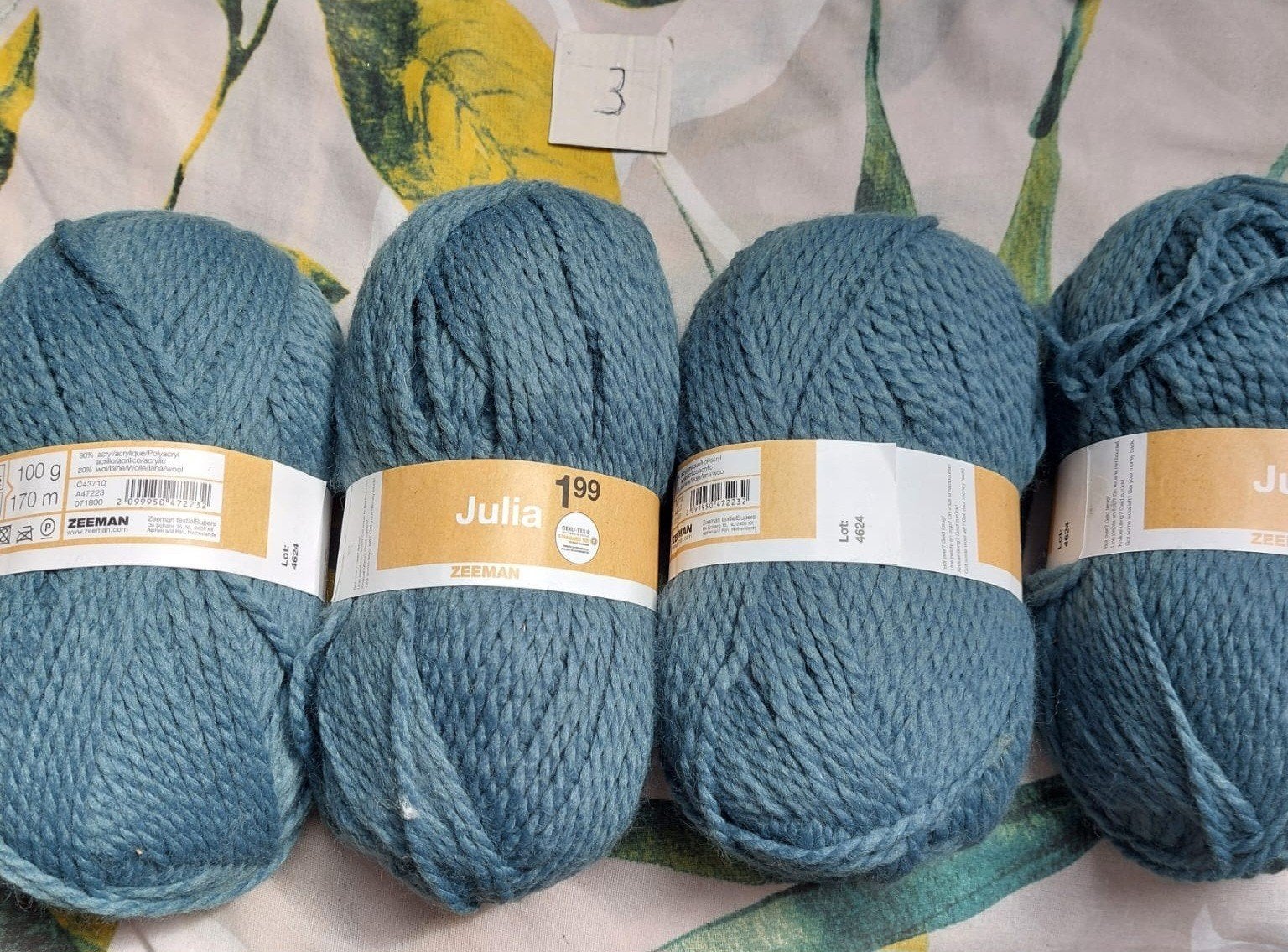 4 bollen wol blauw/groen (Julia), Ophalen of Verzenden, Nieuw, Breien of Haken, Wol of Garen