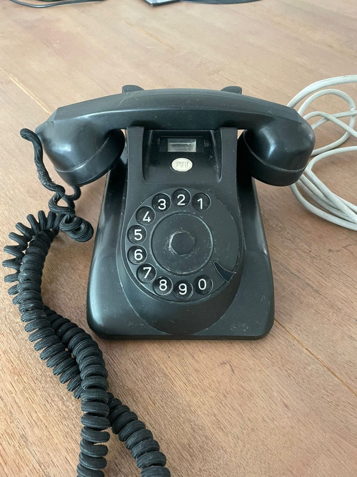 Vintage PTT Telefoon met Draaischijf - Zwart, Ophalen, Gebruikt, Met draaischijf