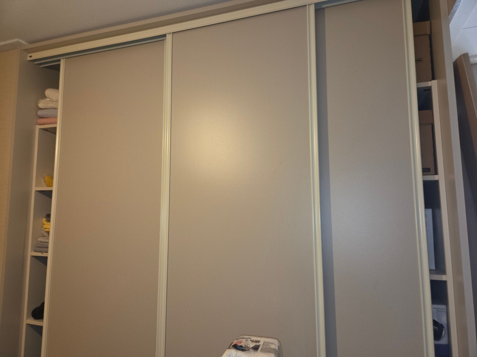 4 schuifdeurpanelen met rail voor wandkast (255x70 cm), Huis en Inrichting, Ophalen, Gebruikt, 200 cm of meer, 50 tot 100 cm