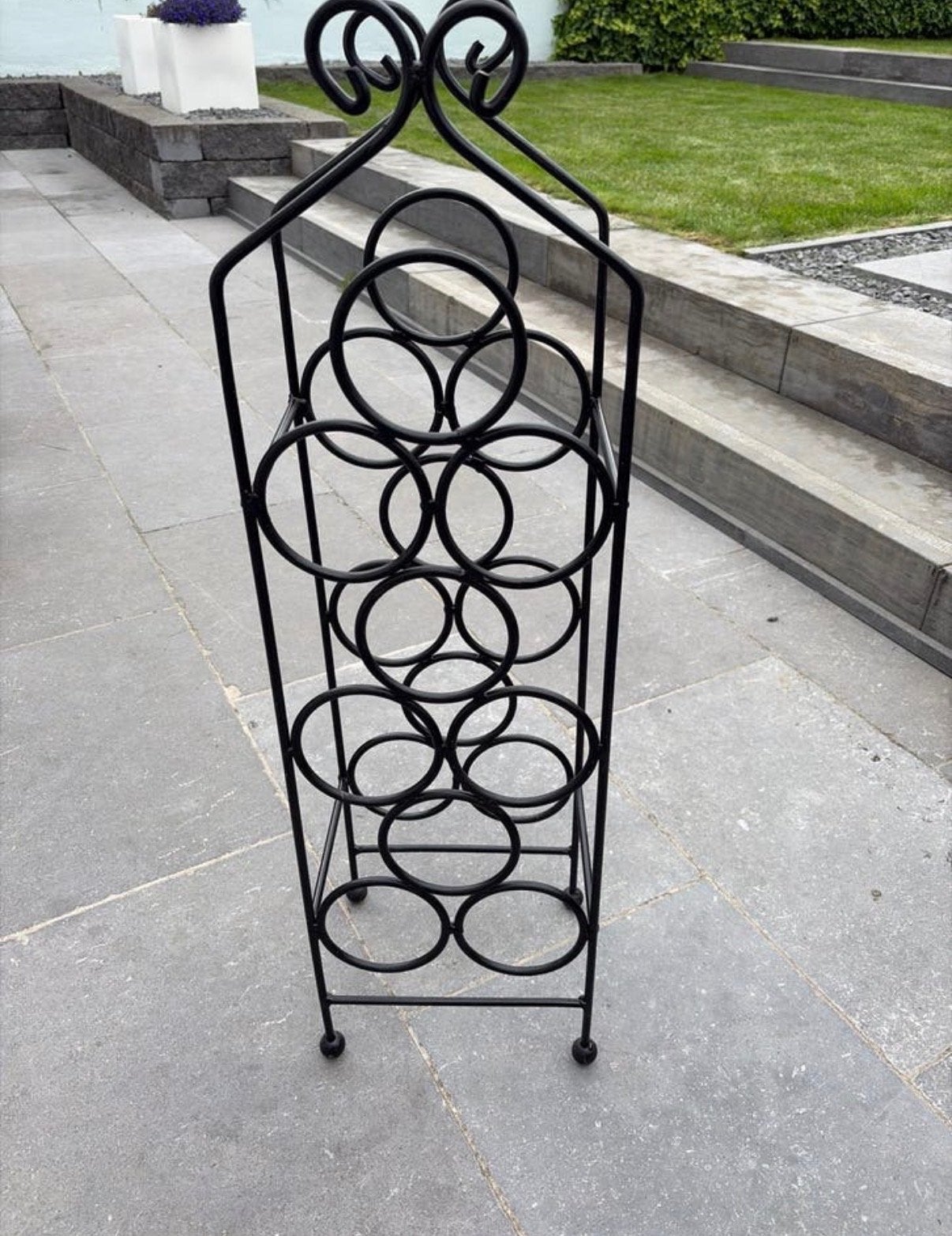 Zwart metalen wijnrek, z.g.a.n., 90 cm hoog, Ophalen, 5 tot 15 flessen, Zo goed als nieuw, Metaal