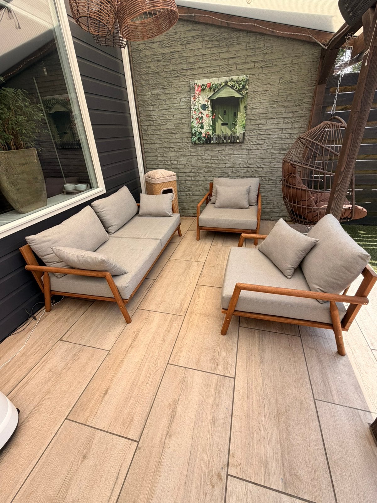 Mooie loungeset / tuinset NOUS Garden – 3-delig met kussens, Ophalen, Zo goed als nieuw, Wicker, Stoel