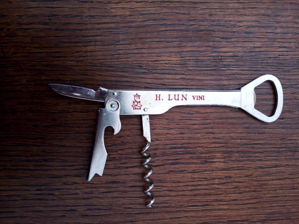 Vintage 3-in-1 Kelnersmes/Opener.H. Lun Vini (Maniago,Italie, Huis en Inrichting, Overige typen, Zilver, Ophalen of Verzenden