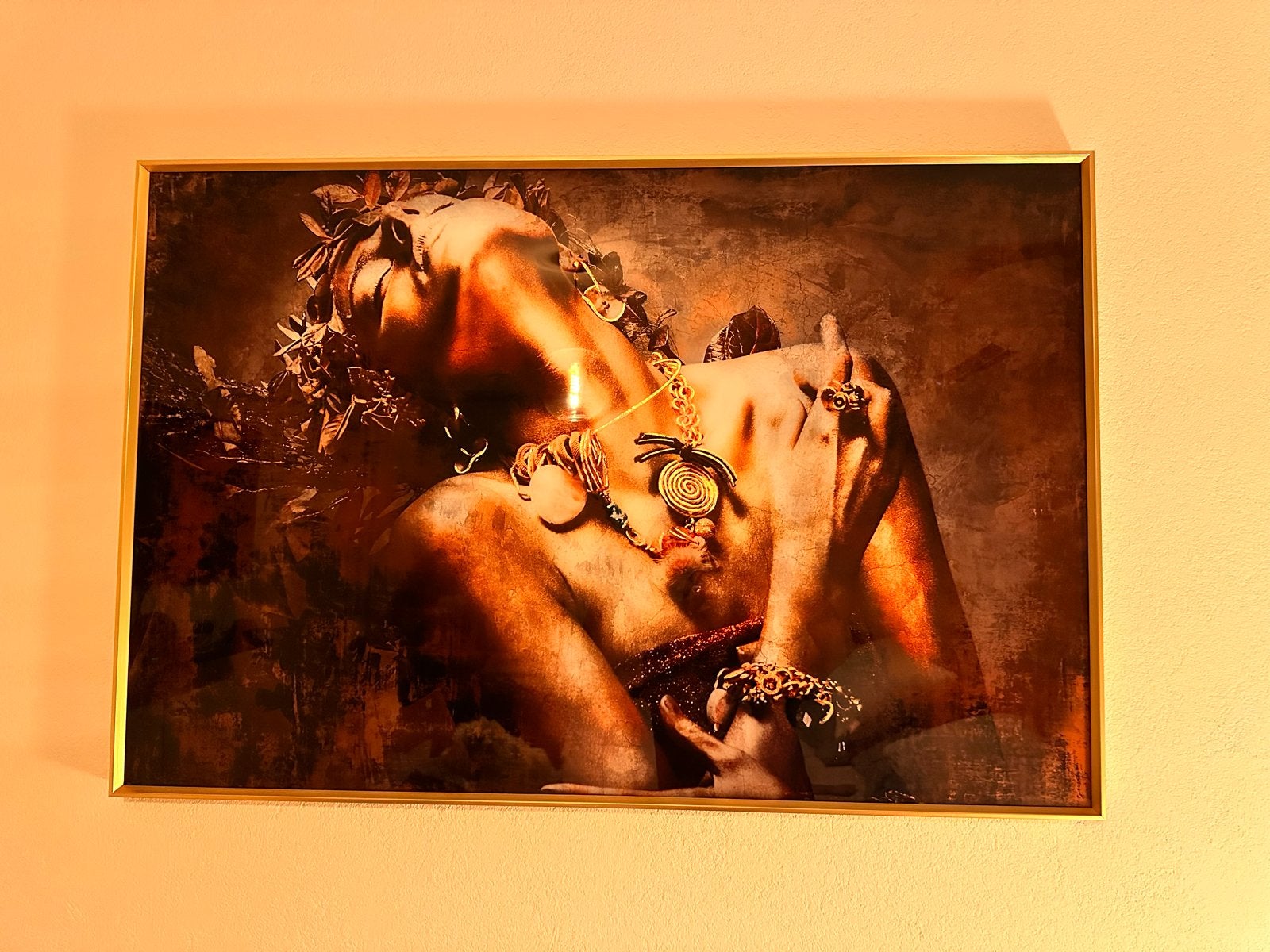 Modern schilderij: Vrouw met sieraden en kaarslicht, Antiek en Kunst, Kunst | Schilderijen | Modern, Ophalen, Figuren, Ingelijst