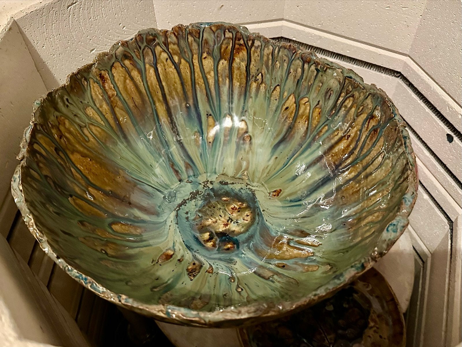 Unieke Fruitschaal 45 cm met Crystalglazuur Mayco Stoneware, Ophalen of Verzenden