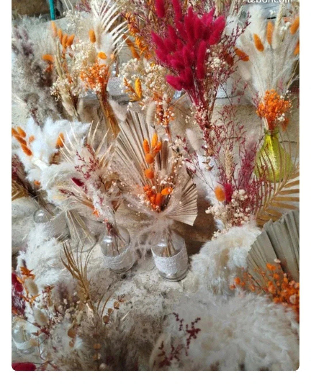 30 vaasjes met droogbloemen voor decoratie, Ophalen, Gebruikt, Meerkleurig, Glas
