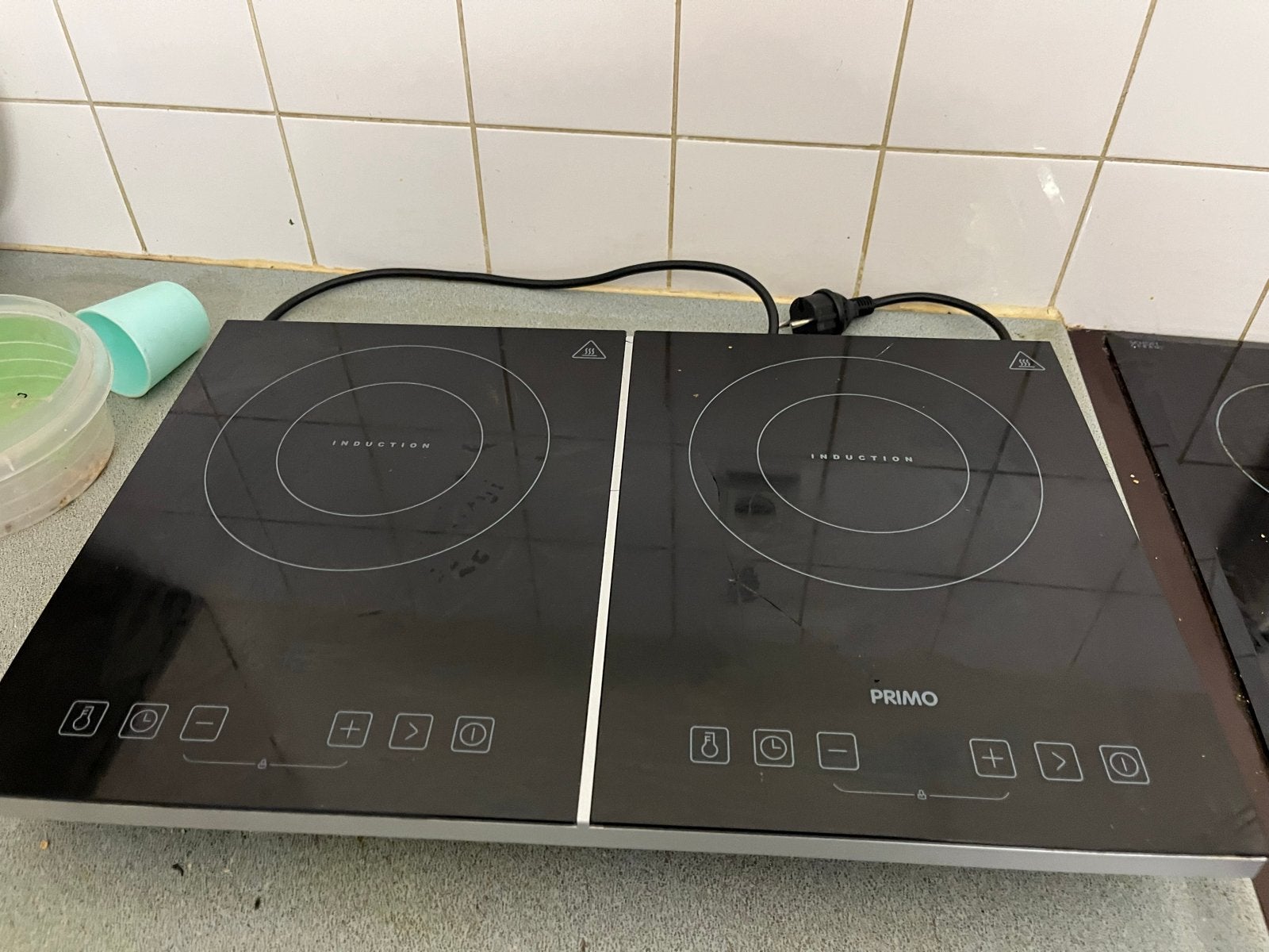 Primo inductie kookplaat met lichte breuk, werkt perfect, Gebruikt, Inductie, Vrijstaand, 4 kookzones