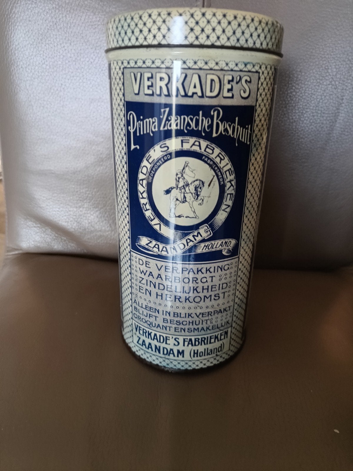 blik van Verkade verkade s fabrieken Zaandam vintage, Ophalen of Verzenden, Zo goed als nieuw, Koek(jes), Verkade