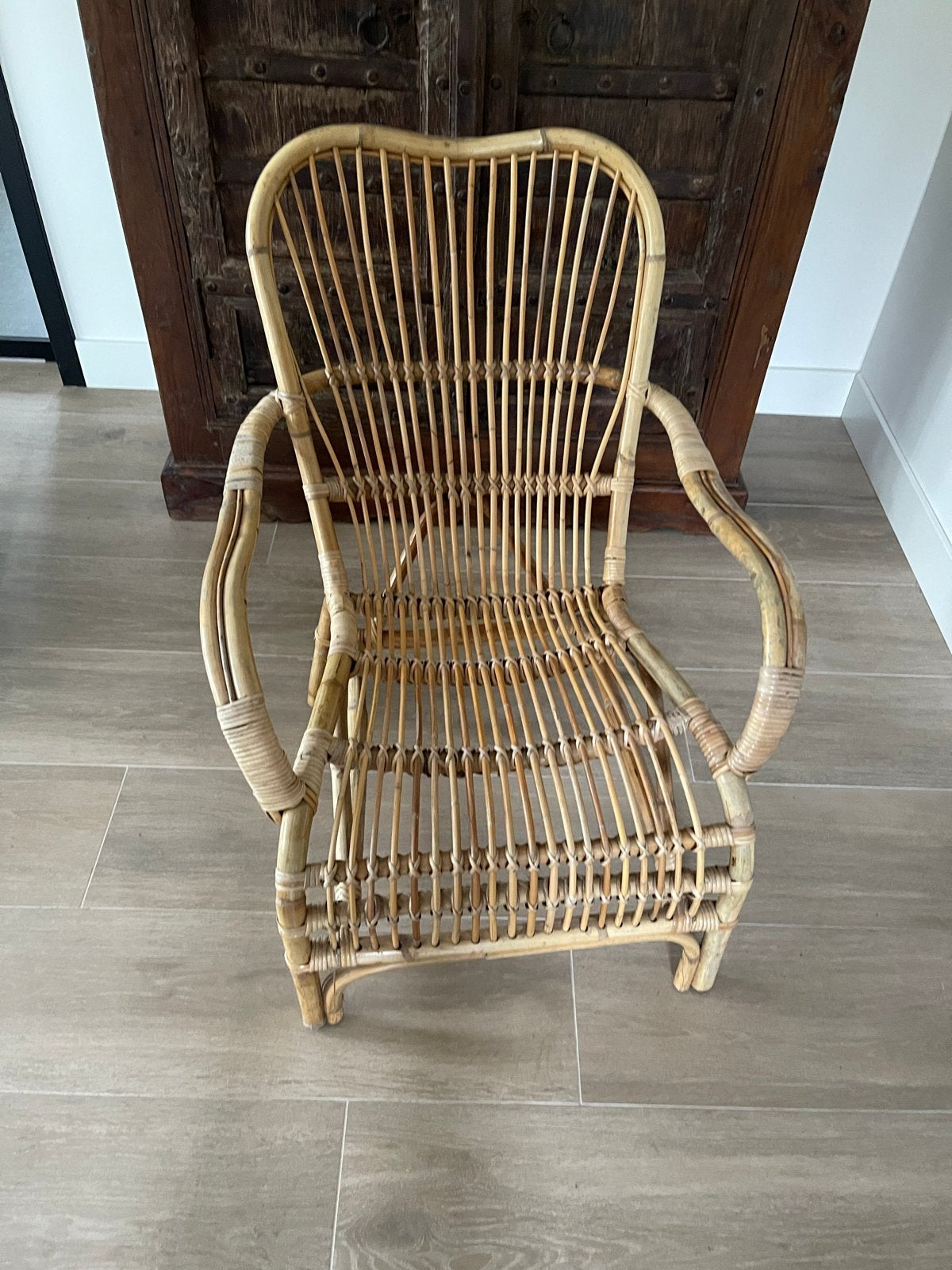 Vintage Bandung Rotan Stoel - Retro Bohemian Stijl, Tuin en Terras, Ophalen, Gebruikt