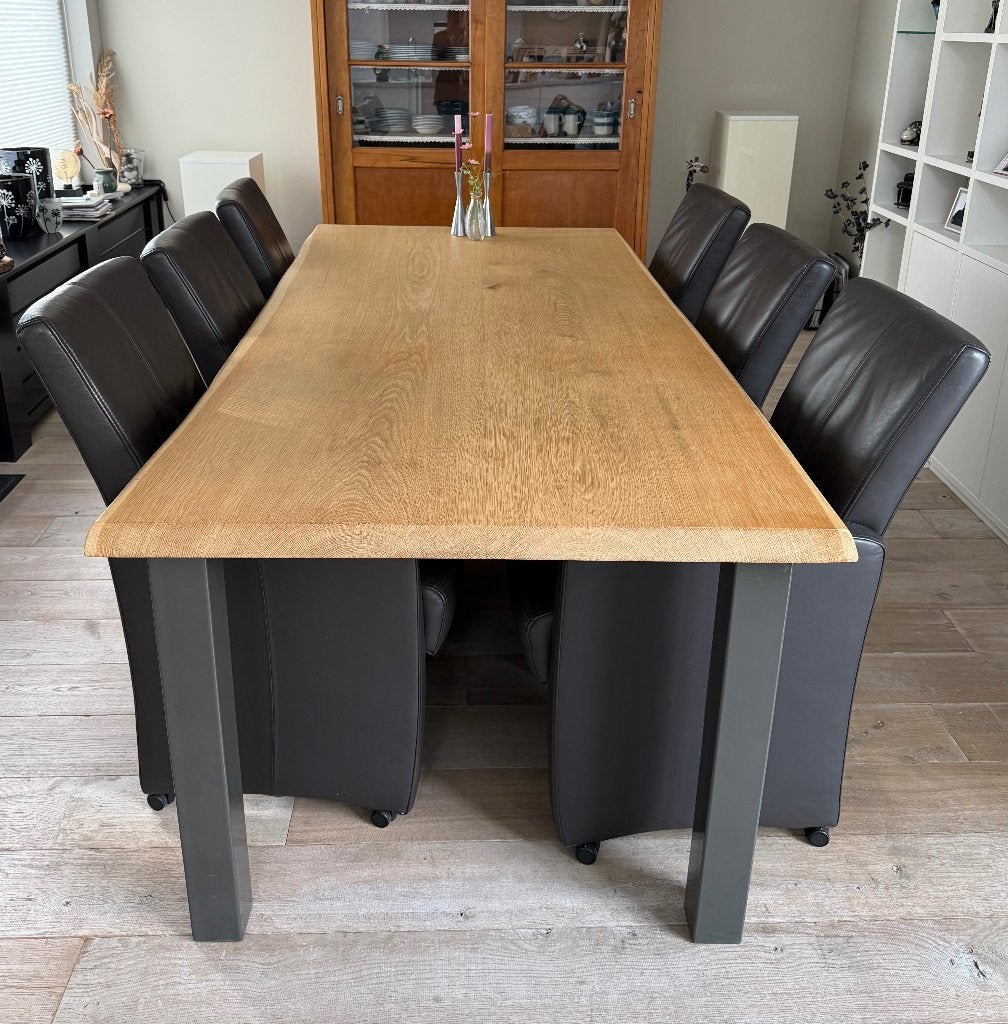 Boomstam tafel, Ophalen, Gebruikt, 100 tot 150 cm, Eikenhout