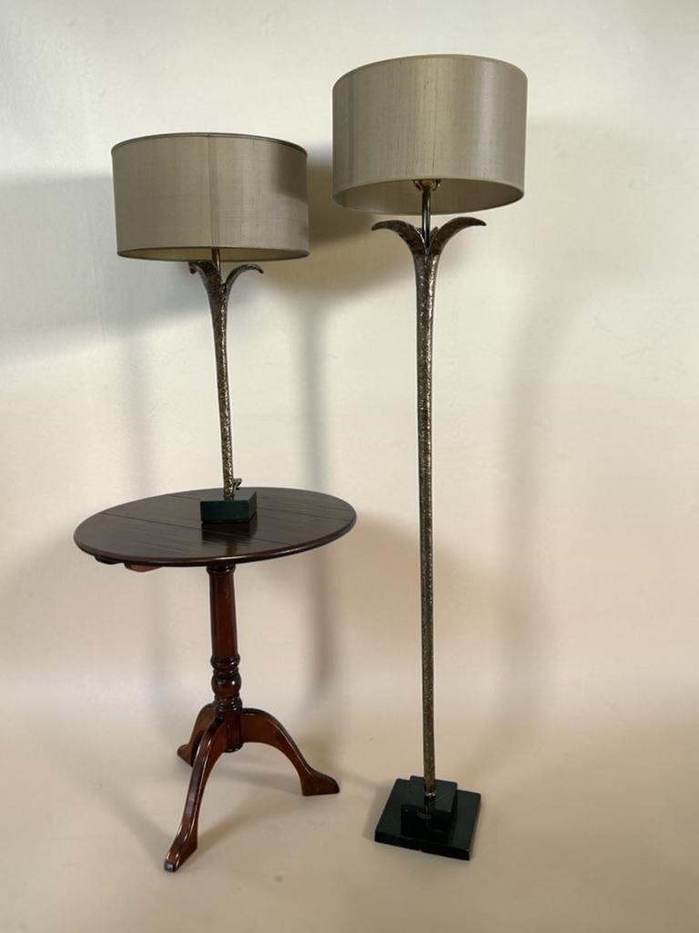 Vintage  Bronzen gesmede lamp  met Marmeren Voet - Lumiëre, Ophalen, Gebruikt, Lumiëre, Huysmans