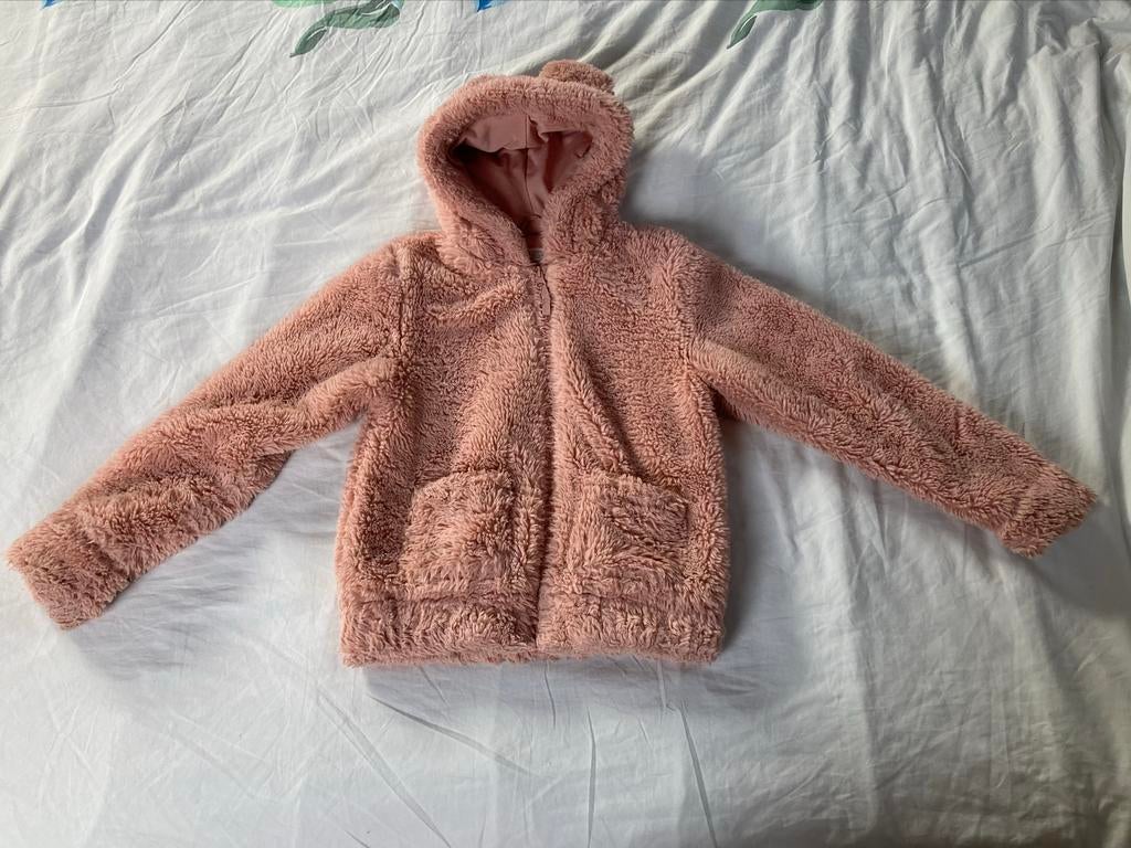 Zachte roze (nep) bontjas H&M maat 134/140, Kinderen en Baby's, Ophalen of Verzenden, Gebruikt, Meisje, Jas