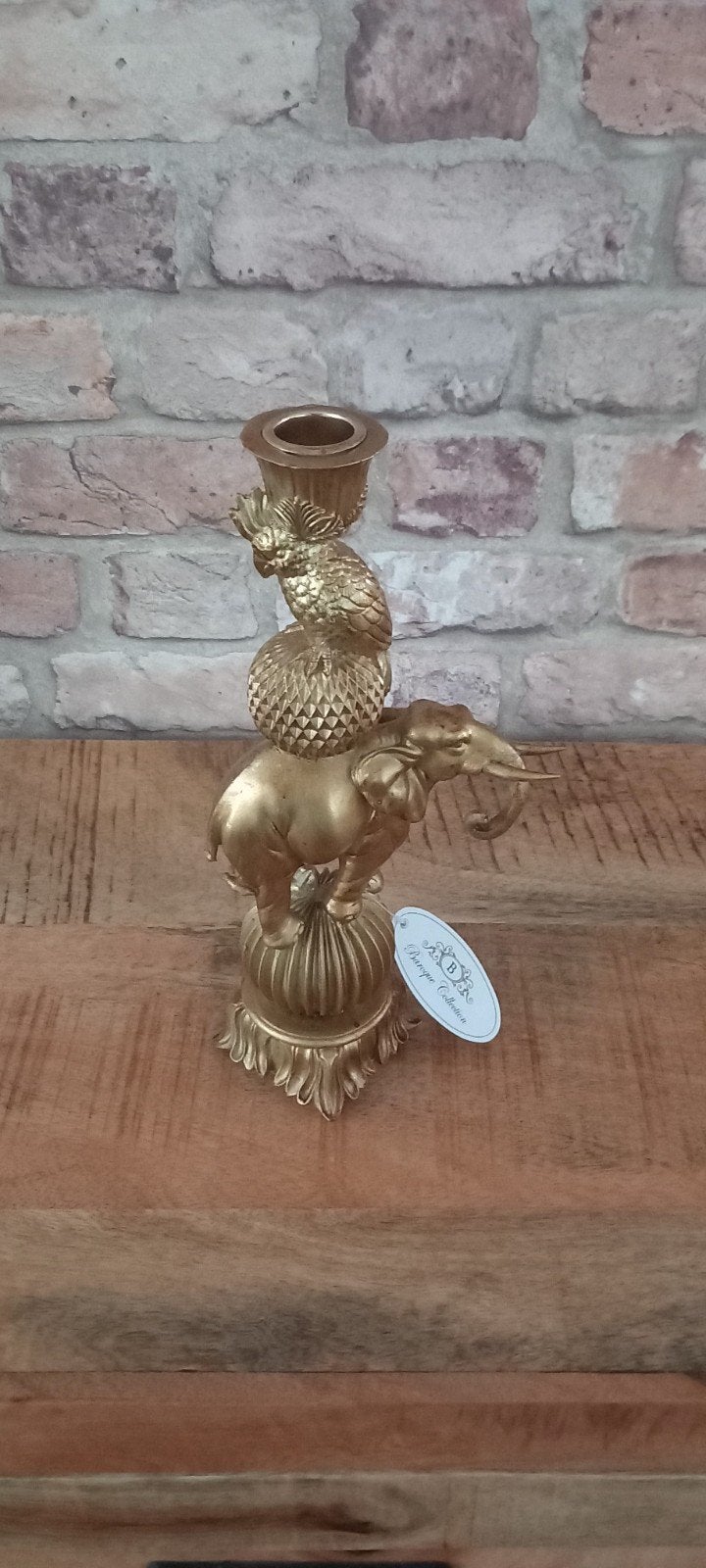 Baroque Collection:Grote 27cm Olifant met Vogel Kandelaar, Huis en Inrichting, Woonaccessoires | Kandelaars en Kaarsen, Dutch style