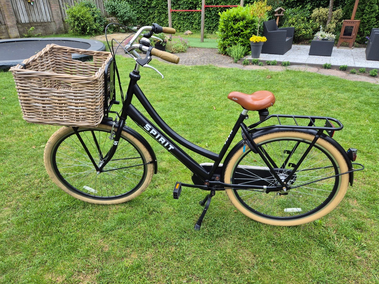 Spirit cargo fiets 28 inch zwart met Mand Basil, Gebruikt, Velgrem, Versnellingen, 50 tot 53 cm