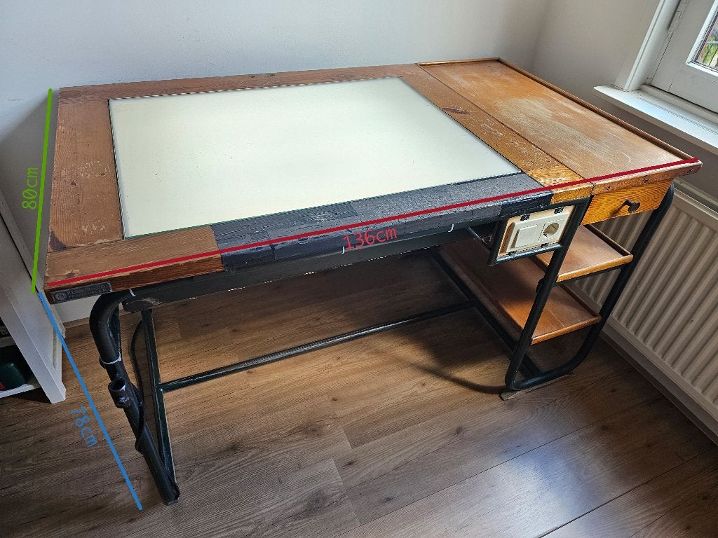 Vintage tekentafel / lichttafel, Doe-het-zelf en Verbouw, Tekentafels, Ophalen, Gebruikt, 130 tot 150 cm, Verlichting