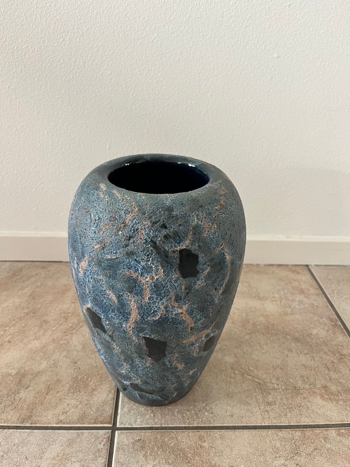 Vaas ‘Flora Goud’ model 1493 blauw - 28 cm, Huis en Inrichting, Ophalen of Verzenden, Zo goed als nieuw, Blauw