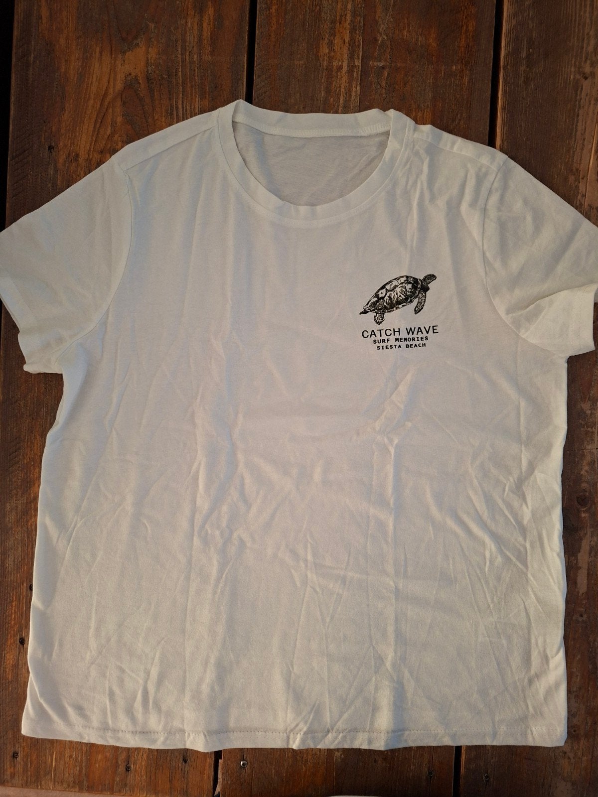 Wit T-shirt met schildpad print - Malibu Catch Wave, Maat 38/40 (M), Wit, Nieuw, Ophalen of Verzenden