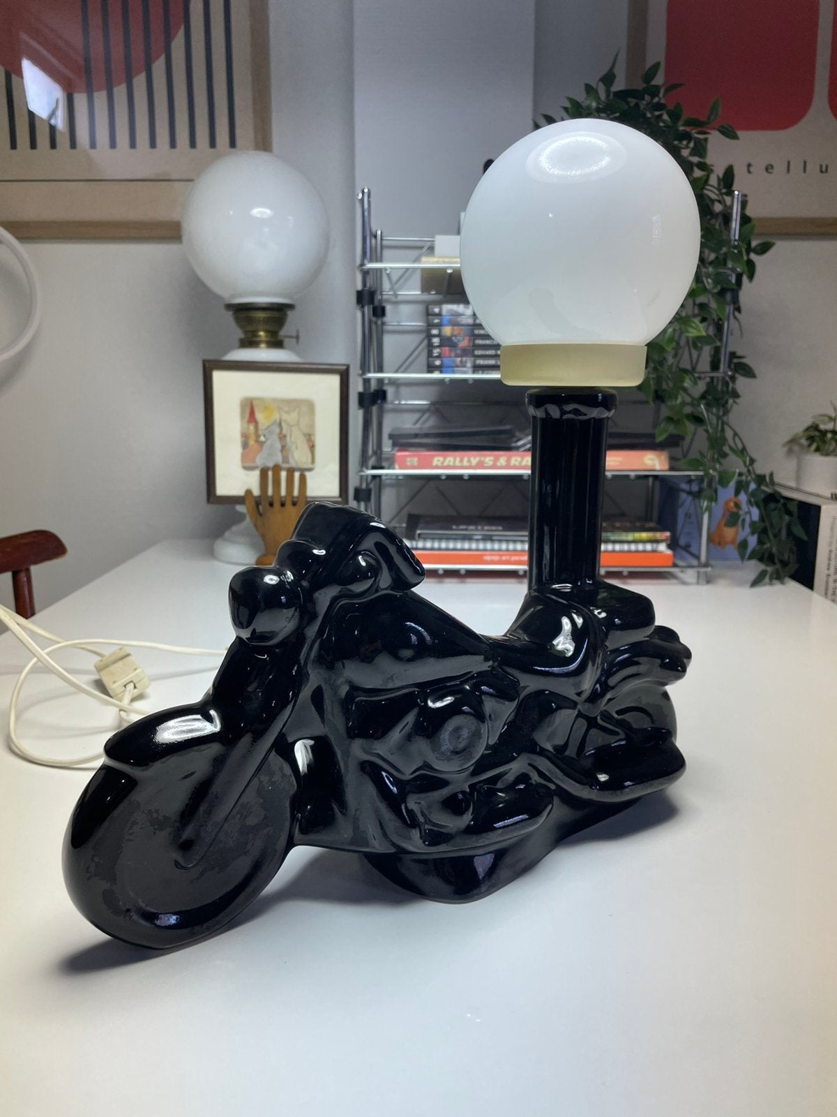 Vintage keramieken motor lamp, Ophalen, Zo goed als nieuw, Minder dan 50 cm