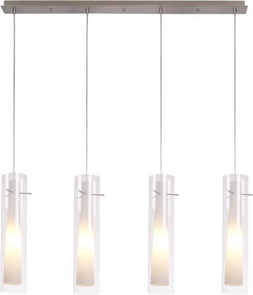 luxe cilinder hanglamp met 4 glazen kelken, Ophalen, Modern design, Gebruikt, E14 (klein)