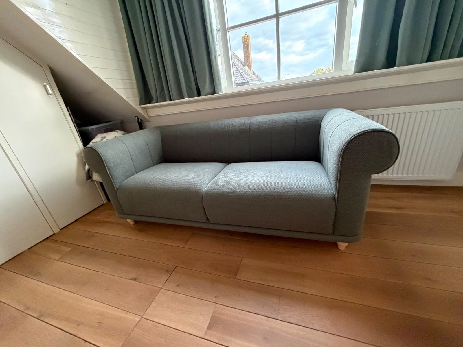 Groene tweepersoonsbank - Comfortabel en stijlvol, Huis en Inrichting, Ophalen, Gebruikt, 150 tot 200 cm, Tweepersoons