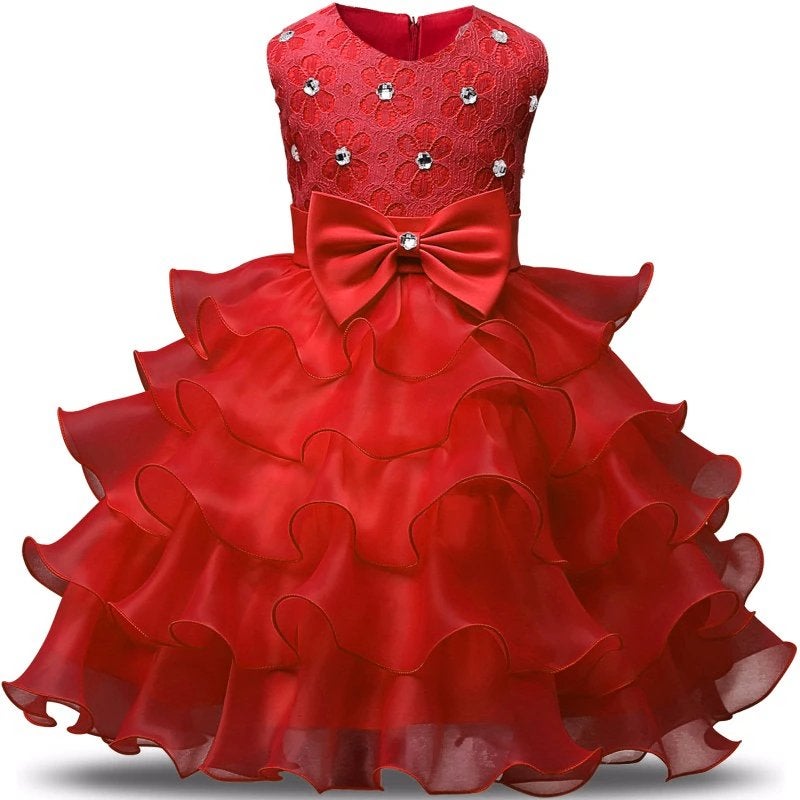 Rode meisjes bloemen glitter jurk prinsessenjurk prinsessen, Verzenden, Nieuw, Meisje