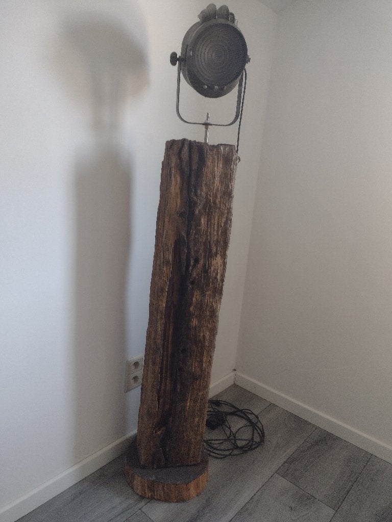 Staanlamp met  oude theaterspot, Ophalen, Gebruikt, E27 (groot), 150 tot 200 cm