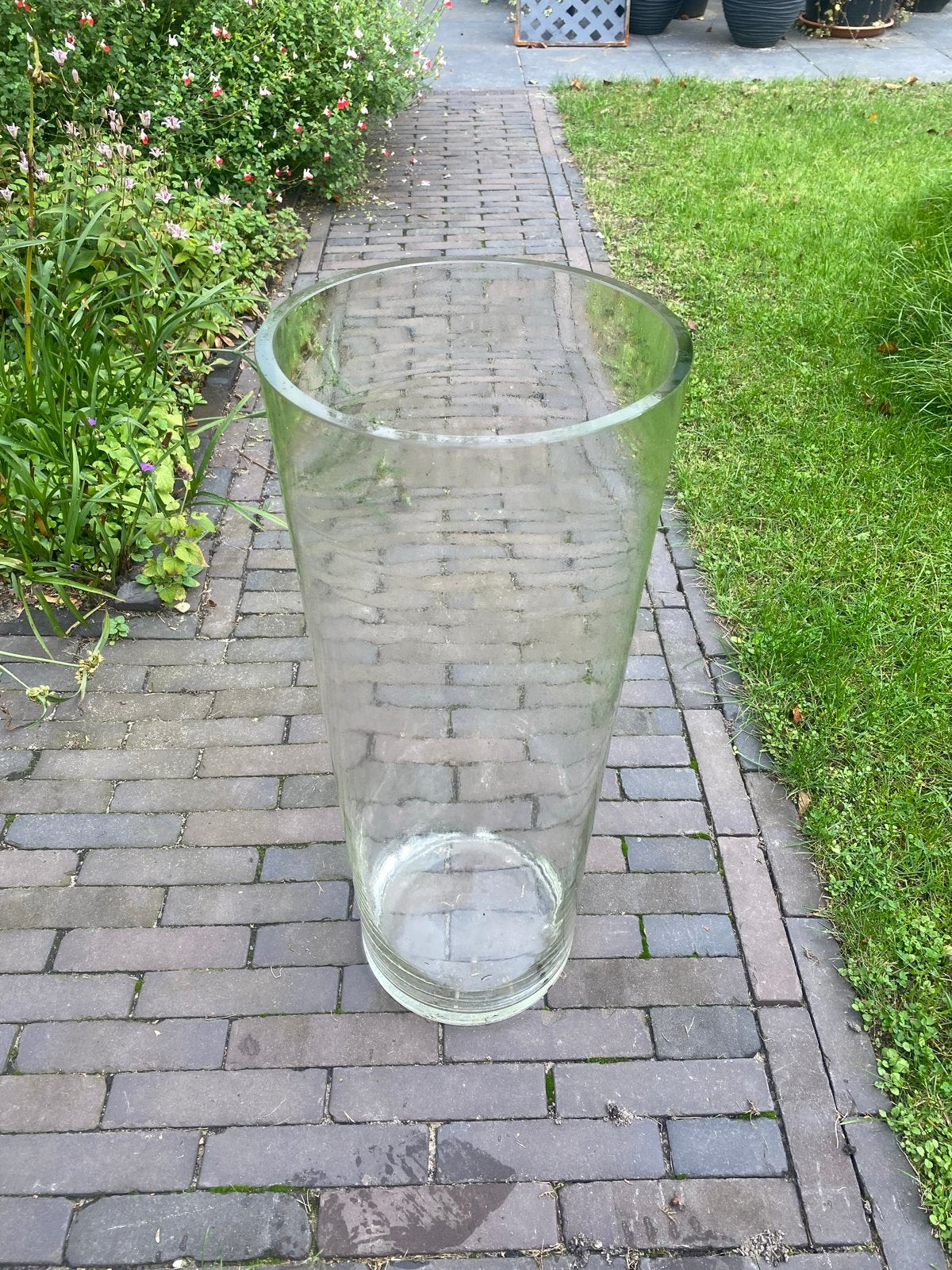 Grote glazen vaas - 65 cm hoog, 25 cm diameter, Ophalen, Gebruikt, Transparant, Glas