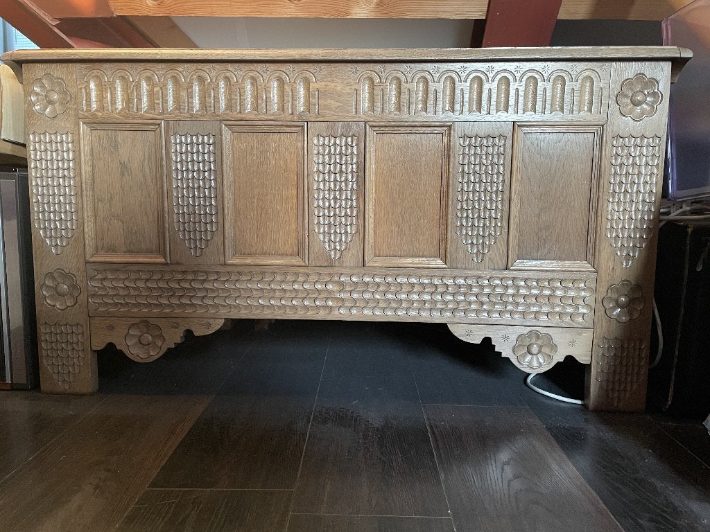 dekenkist met houtsnijwerk, Ophalen, 50 – 75, Gebruikt, 50 tot 100 cm