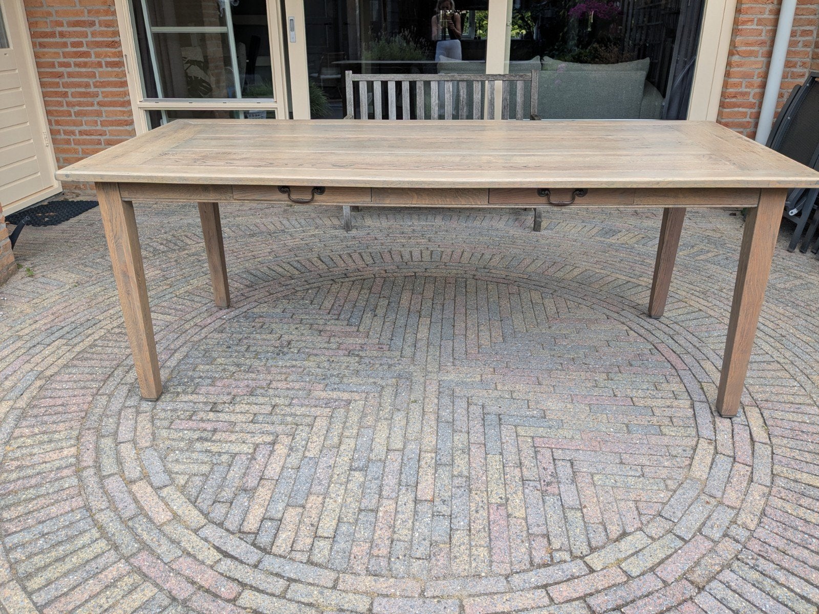 Eettafel met lades, Huis en Inrichting, Tafels | Eettafels, Ophalen, Gebruikt, Landelijk, Robuust, Eikenhout