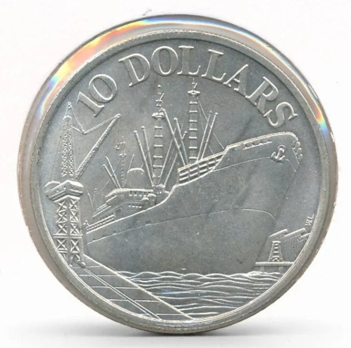 Singapore 10 Dollars 1975 Singapore onafhankelijkheid, Ophalen of Verzenden, Zuidoost-Azië, Losse munt, Zilver