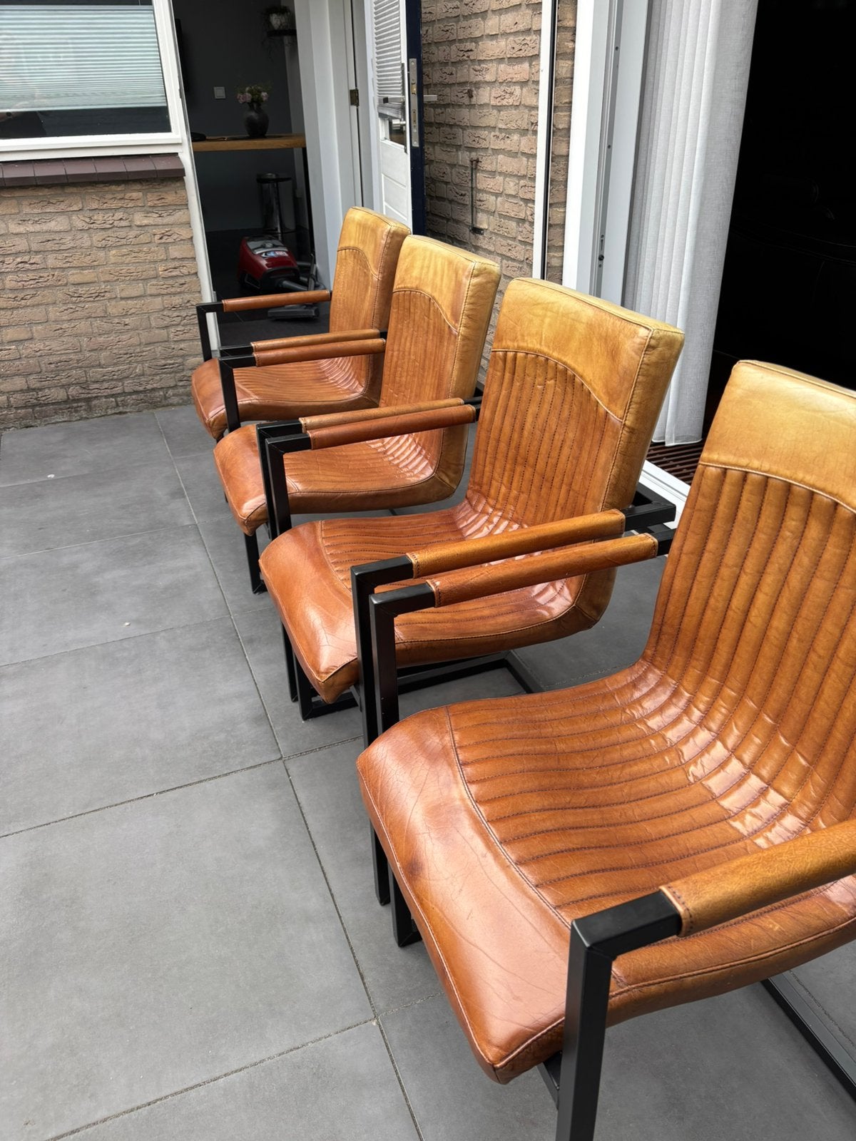 Leren Eetkamer stoelen, Ophalen, Zo goed als nieuw
