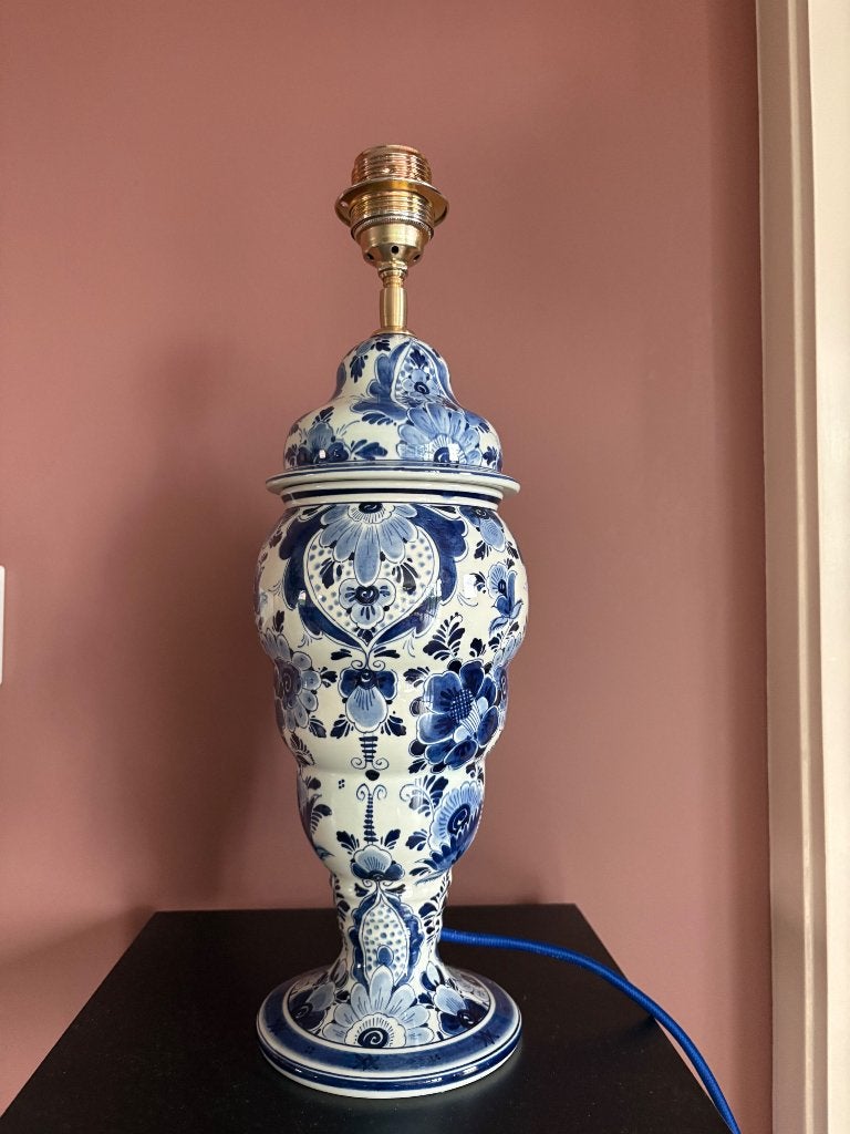 Delft blauwe (Regina) tafellamp hoogte 42cm, Huis en Inrichting, Blauw, 42 cm, Keramiek, Nieuw