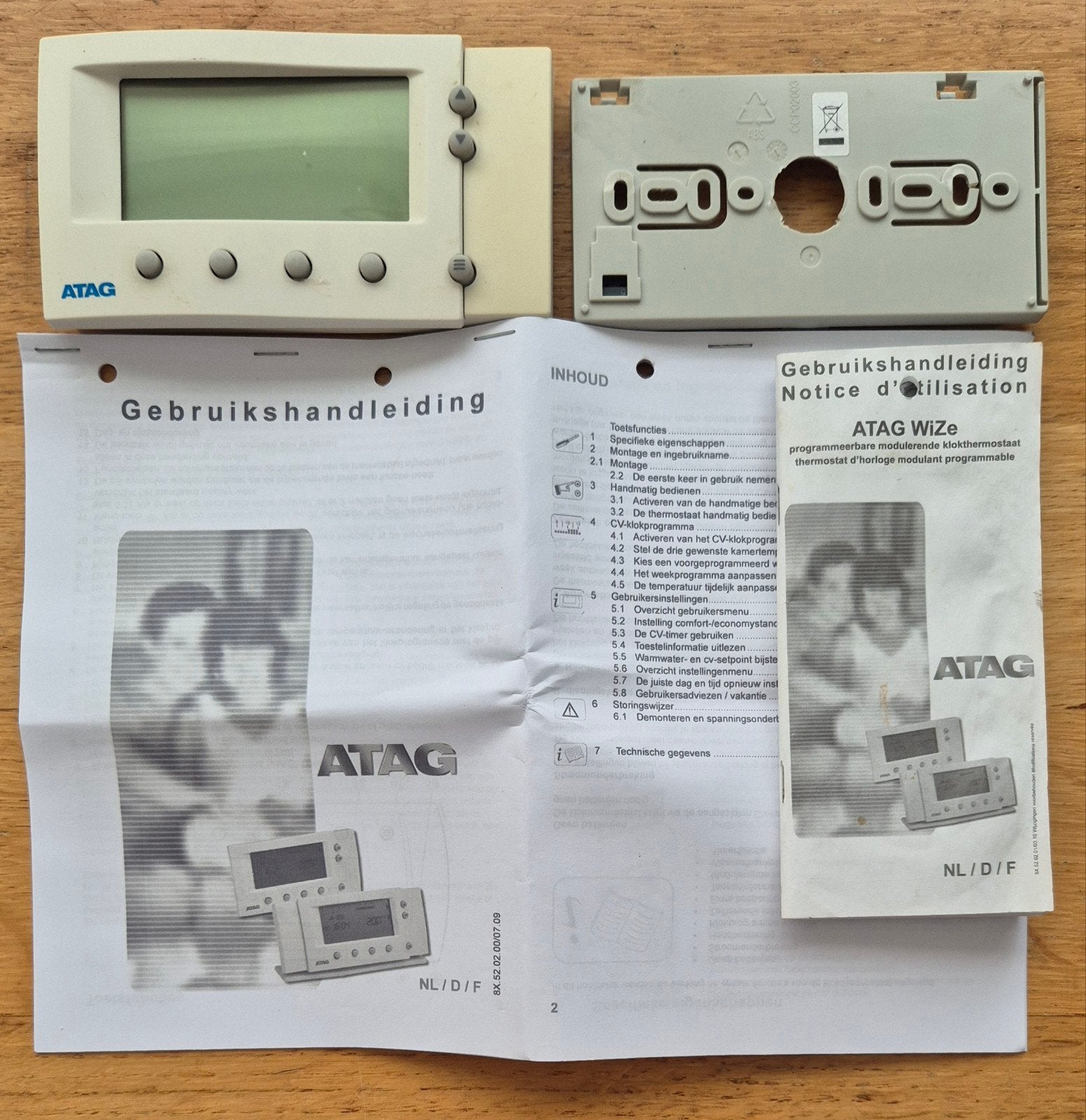 ATAG Klokthermostaat met montageplaat en handleiding, Ophalen of Verzenden, Gebruikt