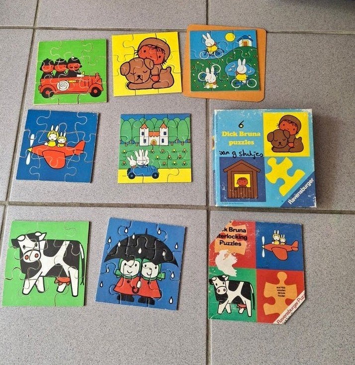 7 Bruna puzzels van 9 stukjes, Ophalen of Verzenden, 10 tot 50 stukjes, Gebruikt, Van hout