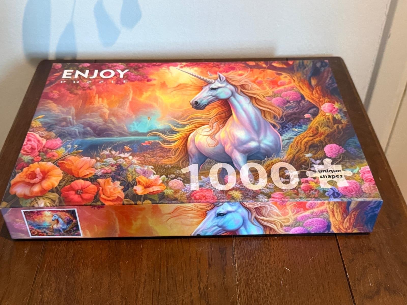 Enjoy Puzzel Eenhoorn 1000 stukjes - Unieke vormen, Ophalen, 500 t/m 1500 stukjes, Nieuw, Legpuzzel